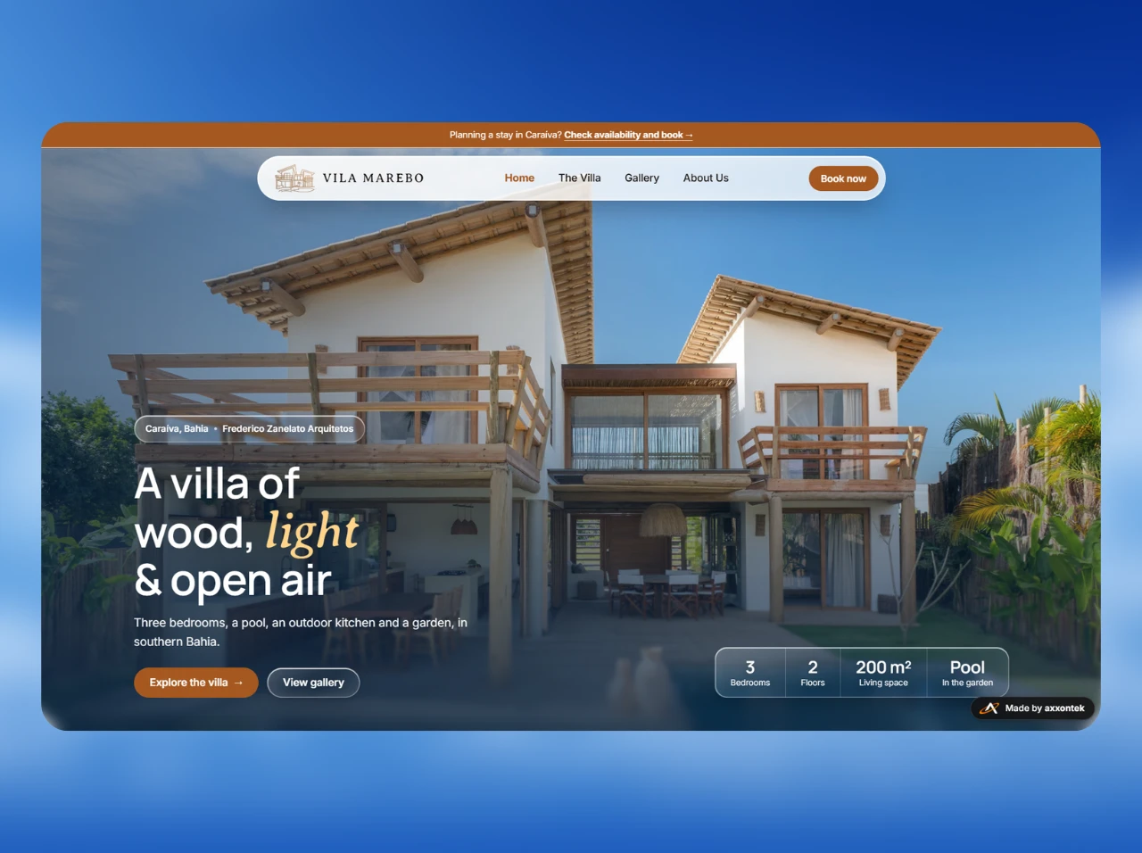 Real Estate website concept: Vila Marebo
