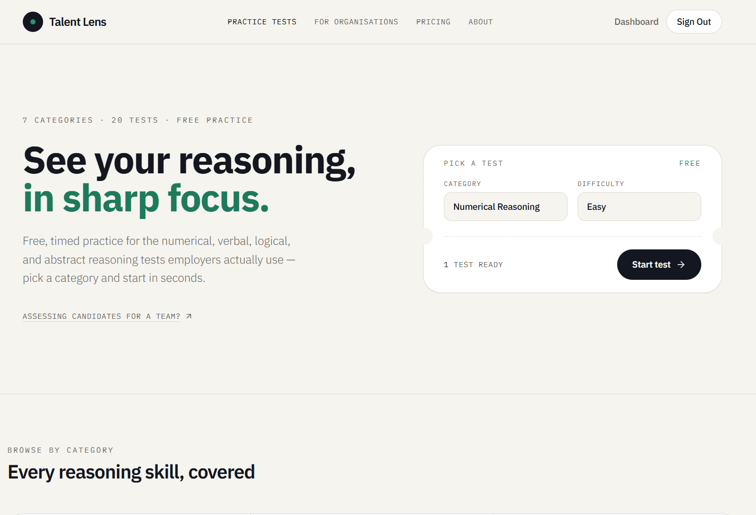 TalentLens interface